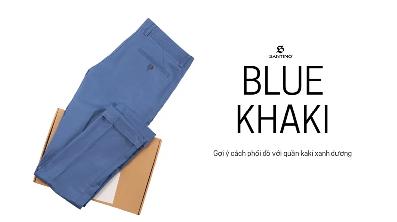 Gợi ý phối đồ với quần kaki xanh dương cho nam giới