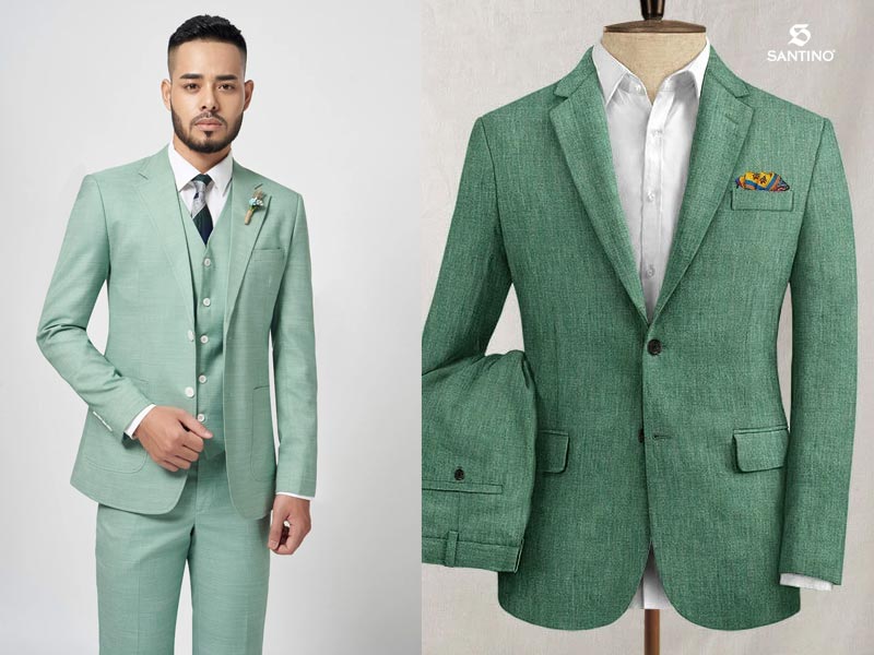 bộ vest nam luxury màu xanh lá cây