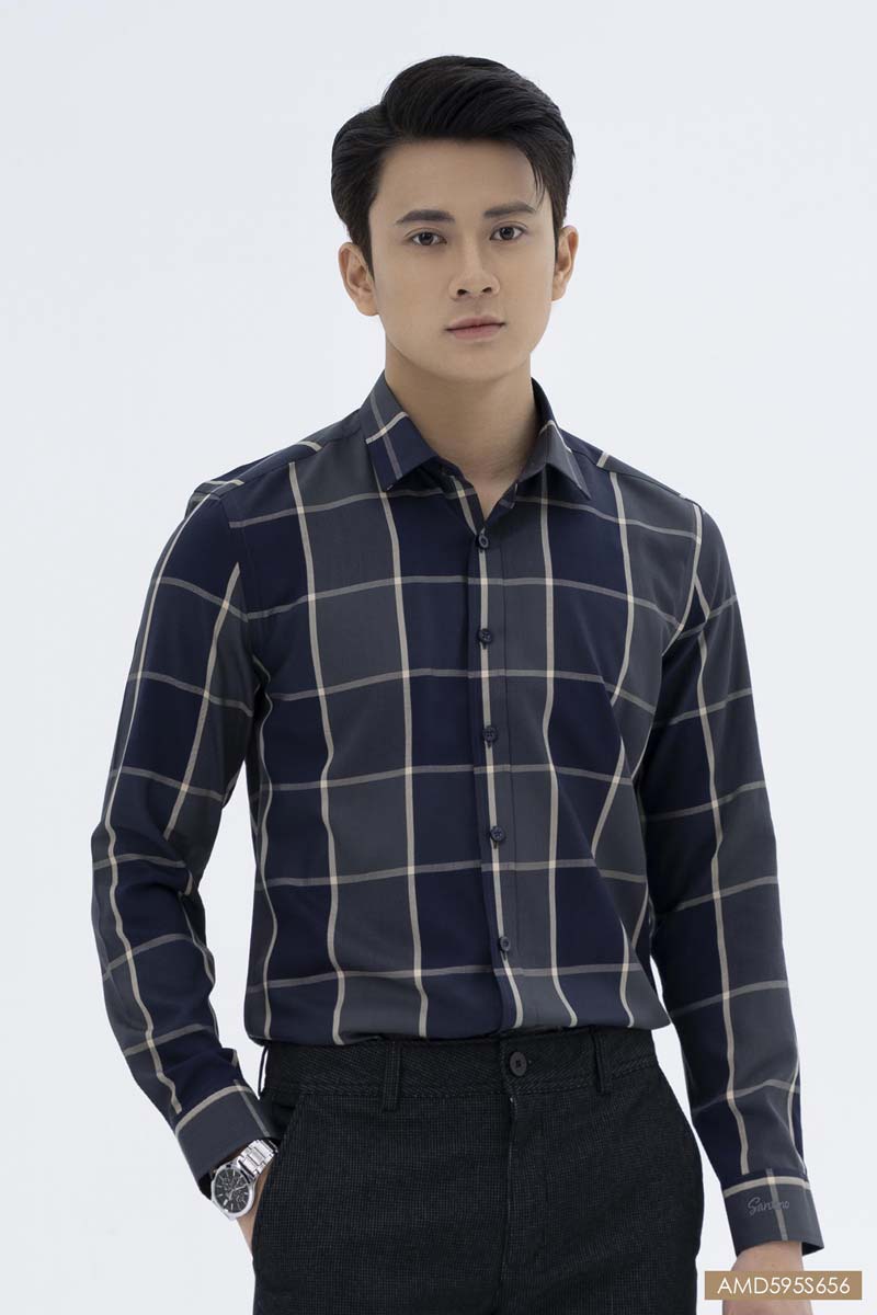 Áo sơ mi nam dài tay dáng trẻ - S656