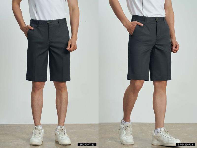 quần short nam ống rộng màu ghi đậm