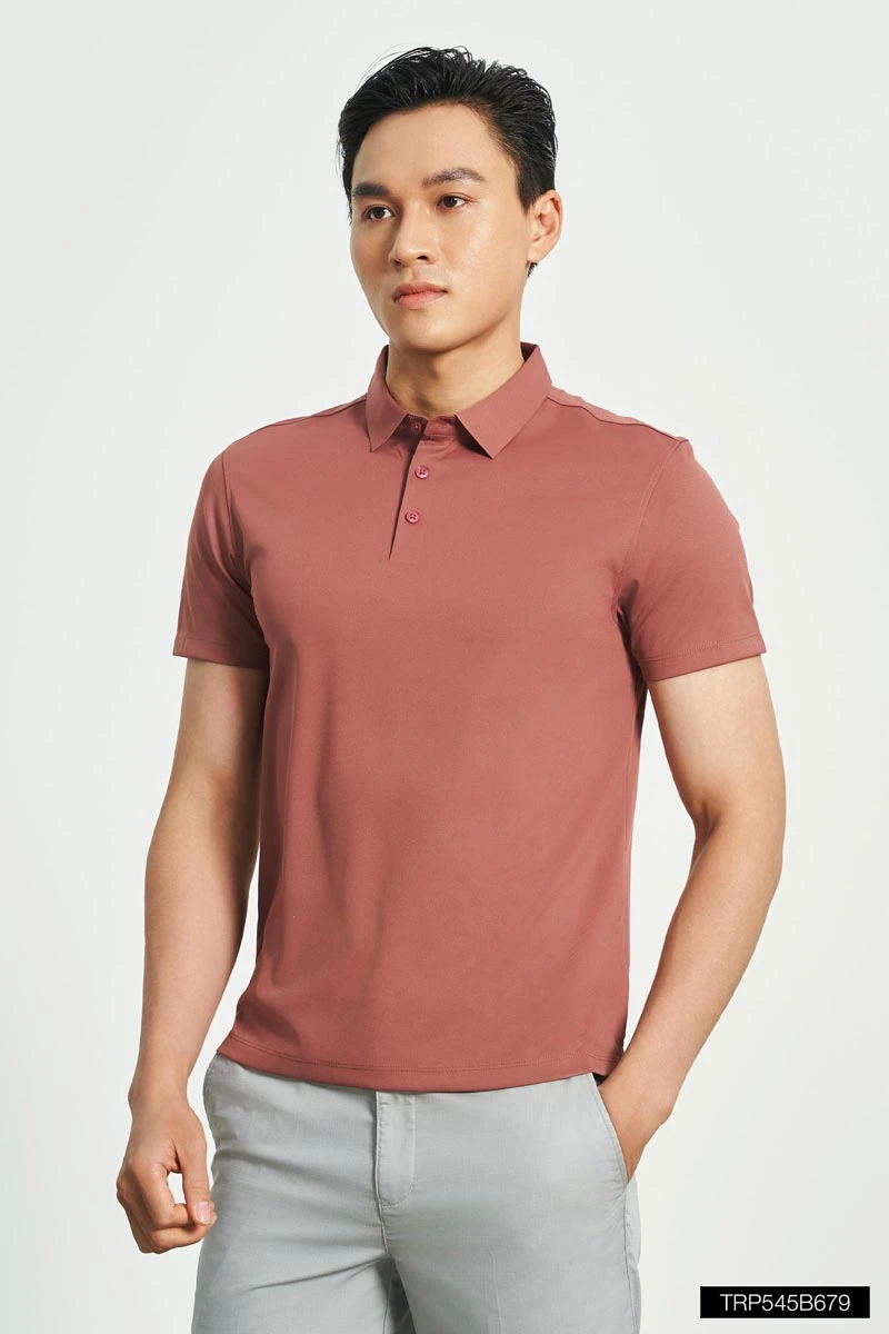 Áo polo nam không đường may màu vỏ đỗ (B679)