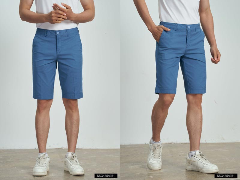 quần short nam vải cotton màu xanh dương