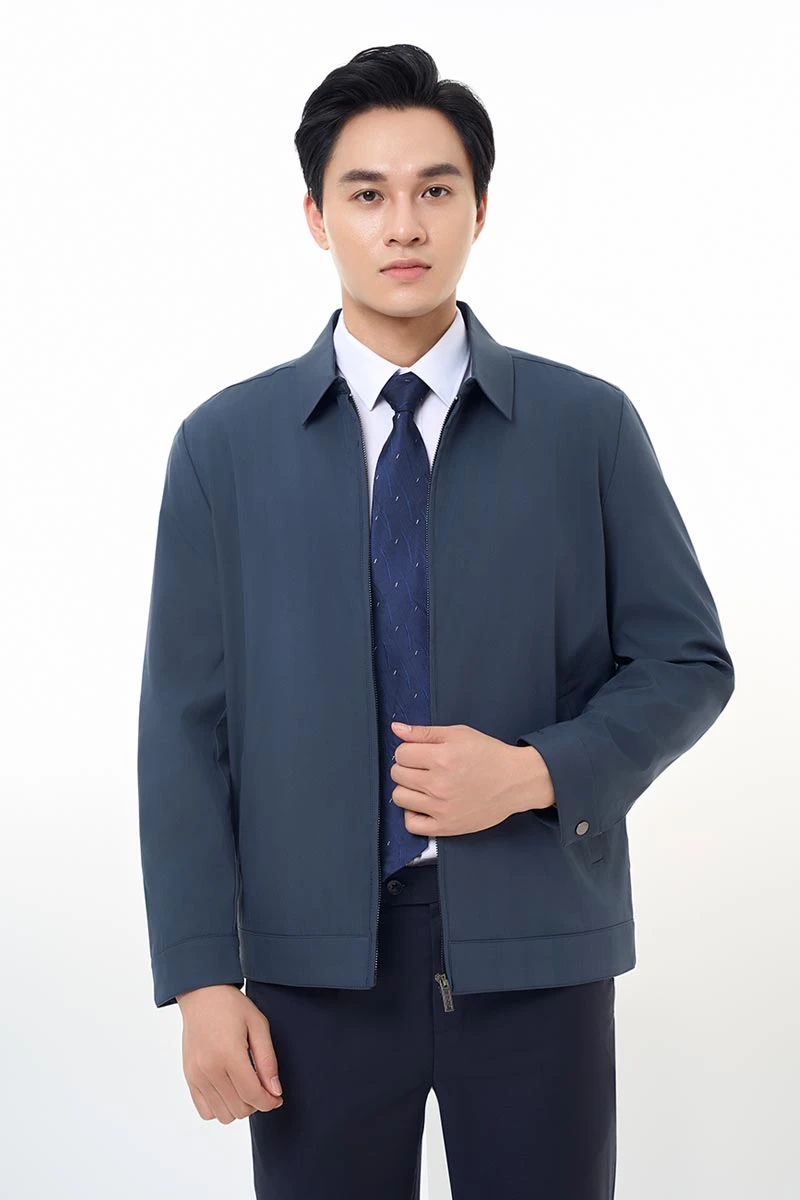Áo khoác jacket cao cấp cổ bẻ màu xanh đen W941