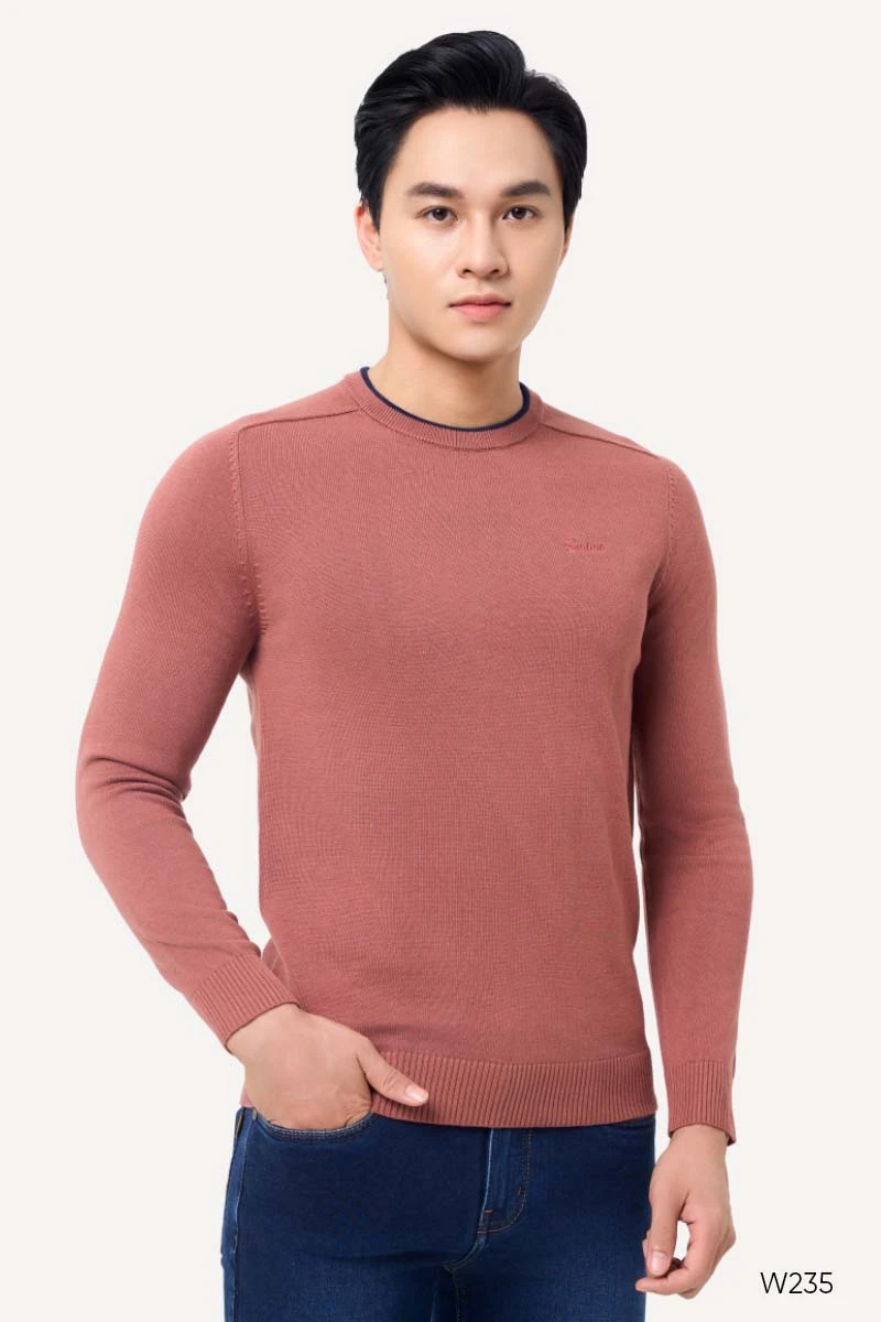 Áo len cổ tròn dáng suông hồng đất W235
