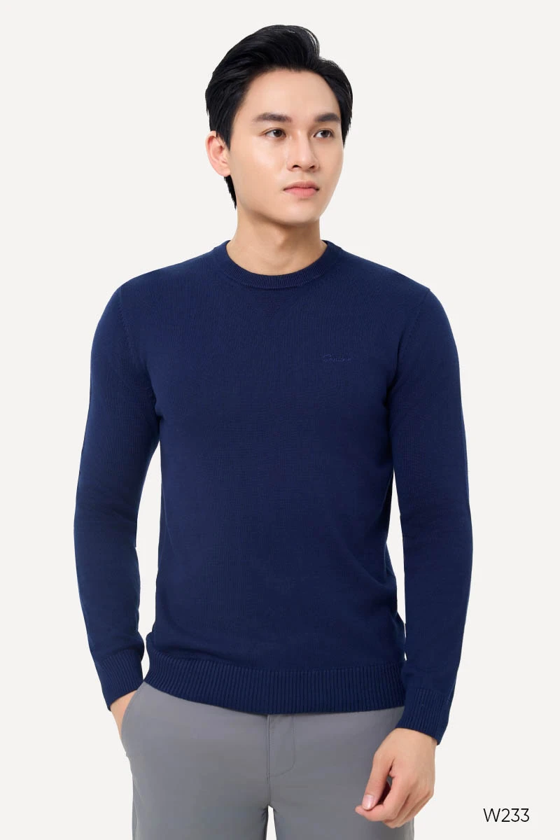 Áo len cổ tròn màu tím than W233