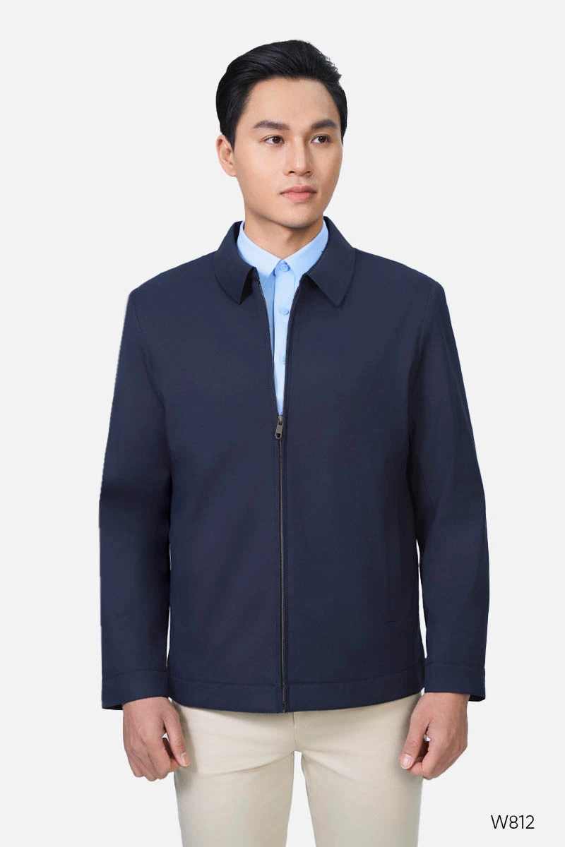 Áo khoác jacket nam cổ bẻ màu NAVY cao cấp | W812