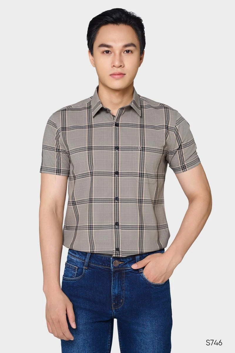 Áo sơ mi nam ngắn tay cao cấp Bamboo Slim Fit | S746