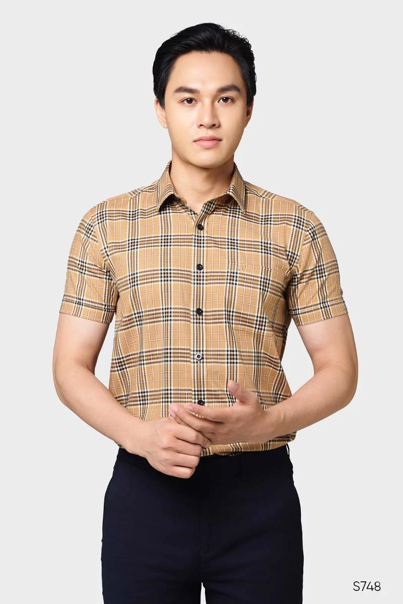 Áo sơ mi nam ngắn tay cao cấp Bamboo Slim Fit | S748