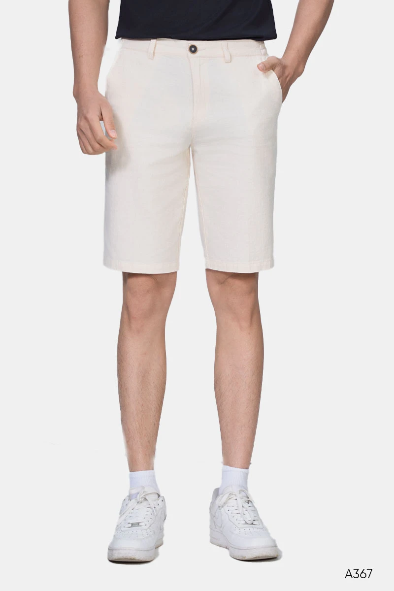 Quần shorts đũi nam cao cấp màu kem Santino | A367