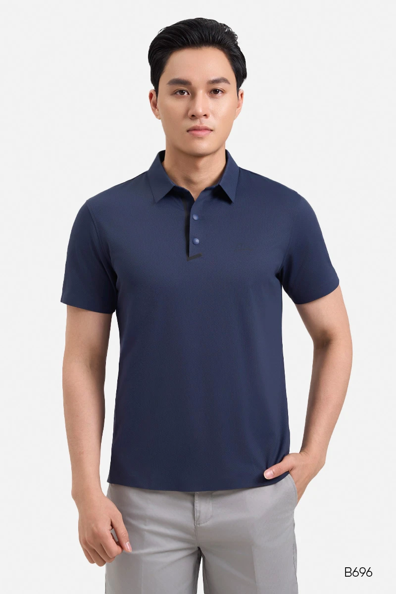 Áo polo không đường may màu tím than | B696
