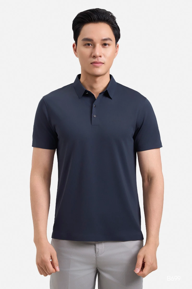 Áo polo tím than không đường may | B699