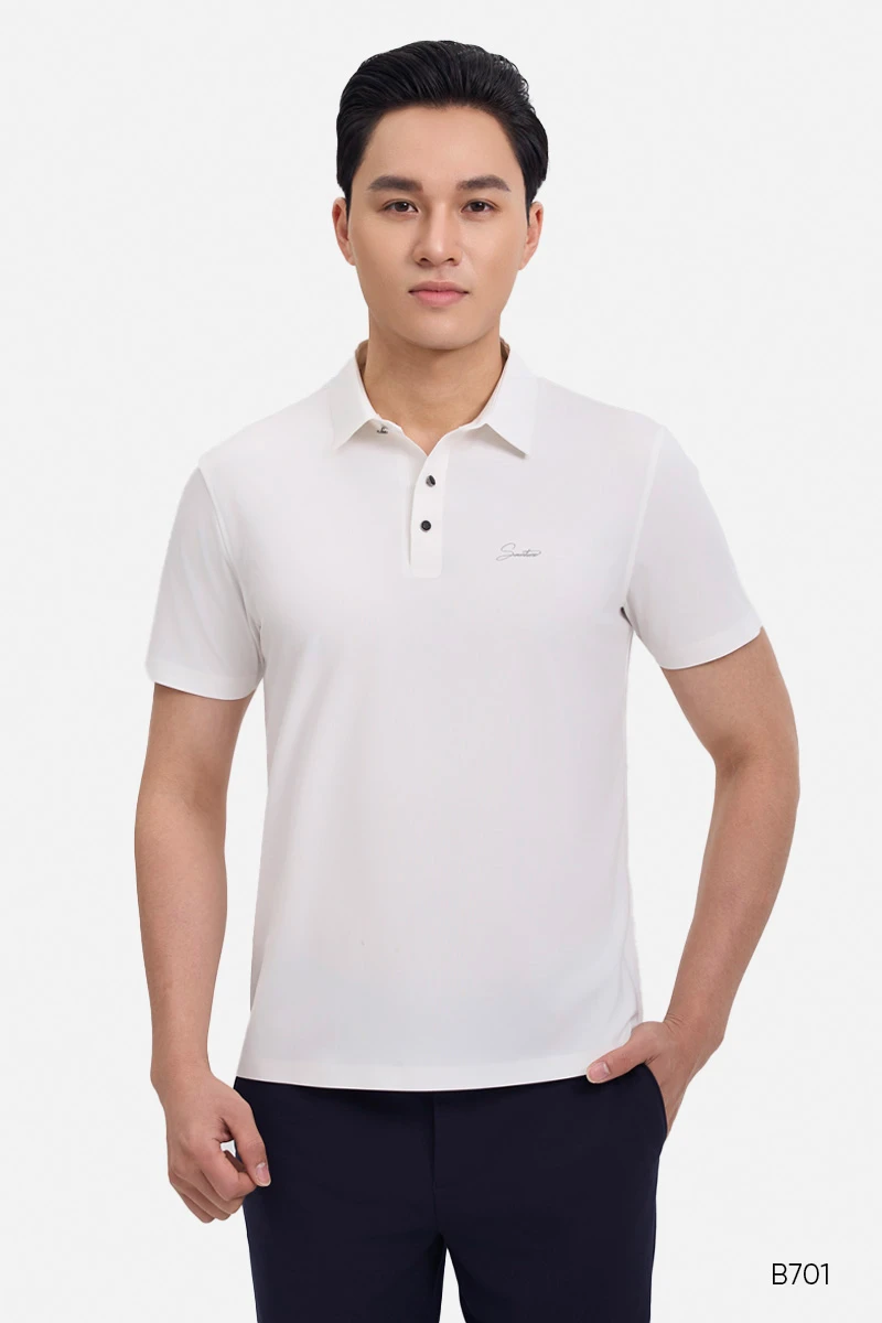 Áo polo không nhăn cao cấp màu trắng | B701