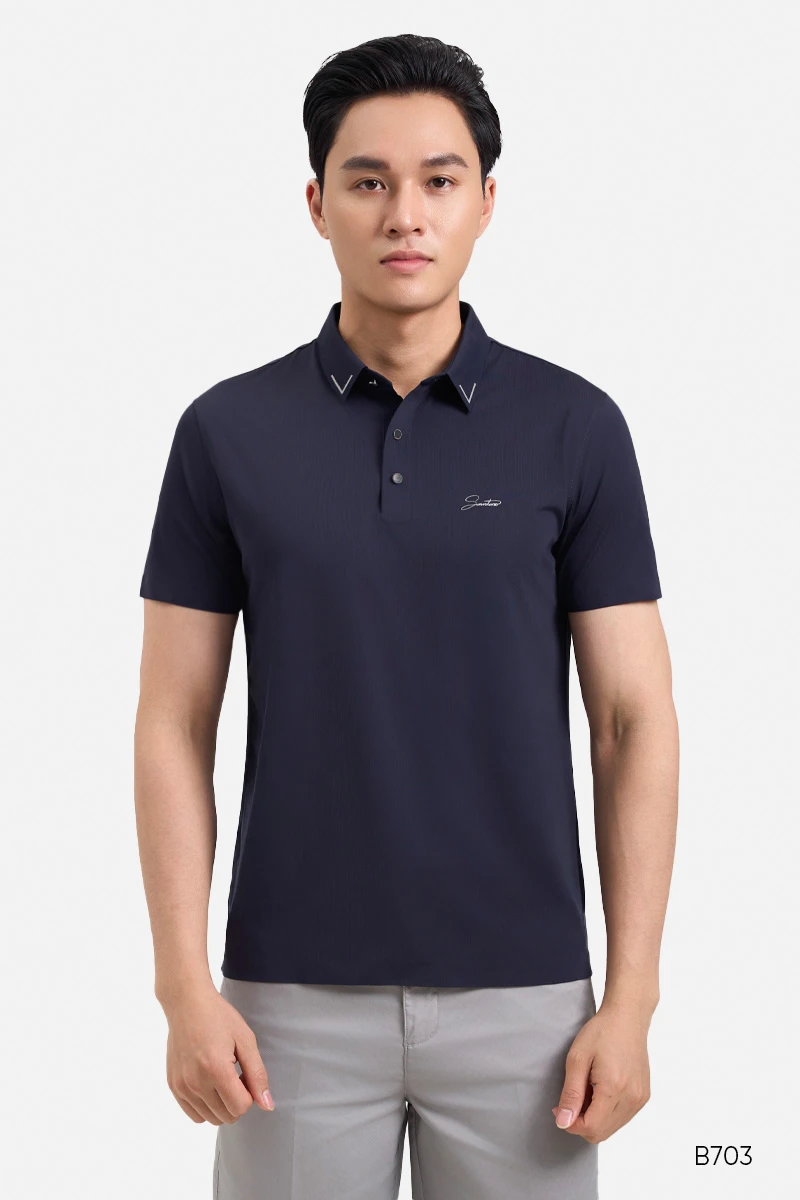Áo polo không nhăn cao cấp màu xanh than | B703
