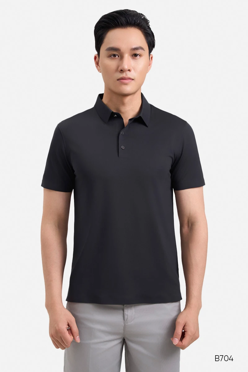 Áo polo không nhăn cao cấp màu đen | B704