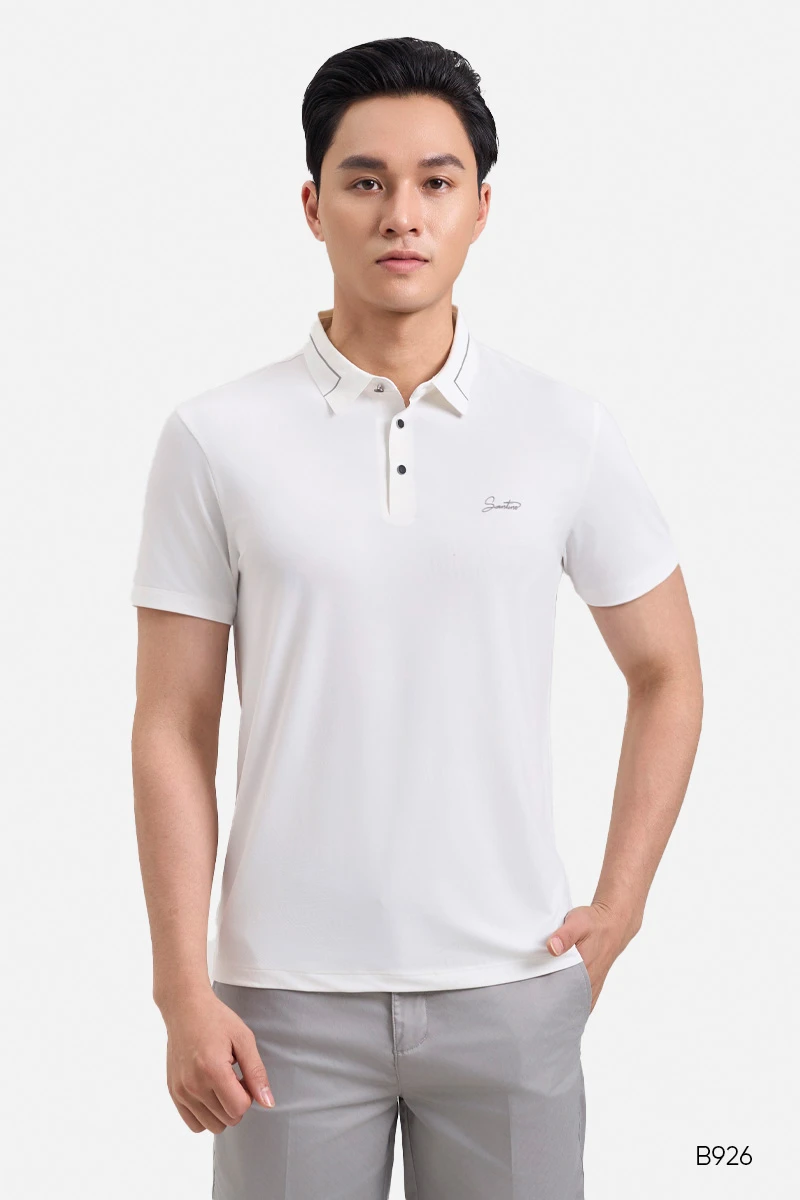 Áo polo nam cao cấp không đường may màu trắng | B926