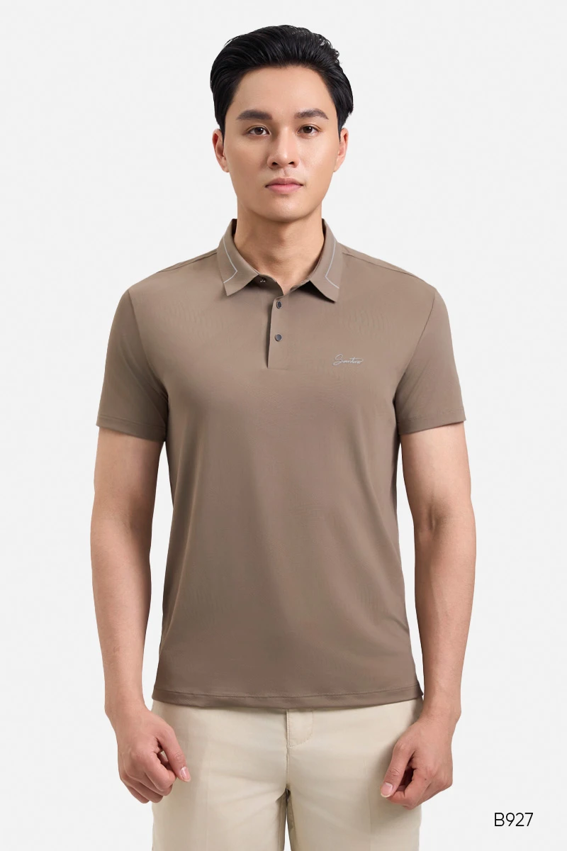 Áo polo nam cao cấp không đường may màu be đậm | B927