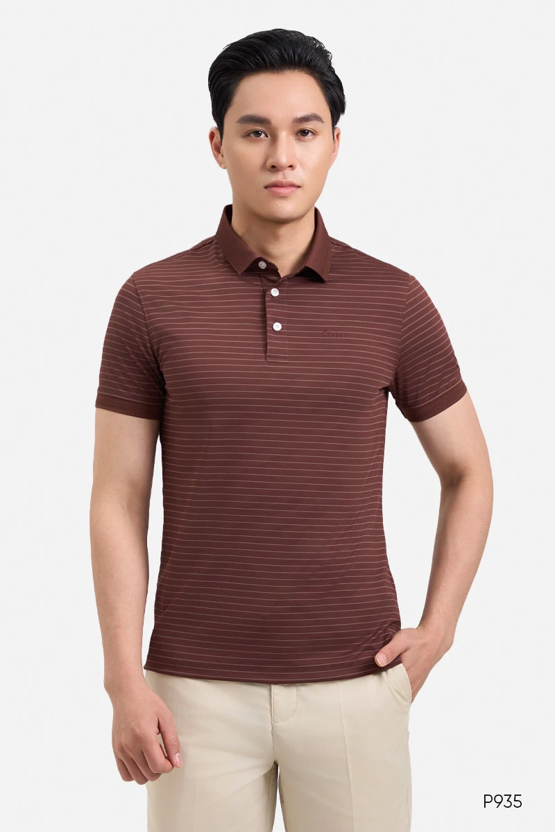 Áo polo nam kẻ ngang cao cấp màu cafe | B935