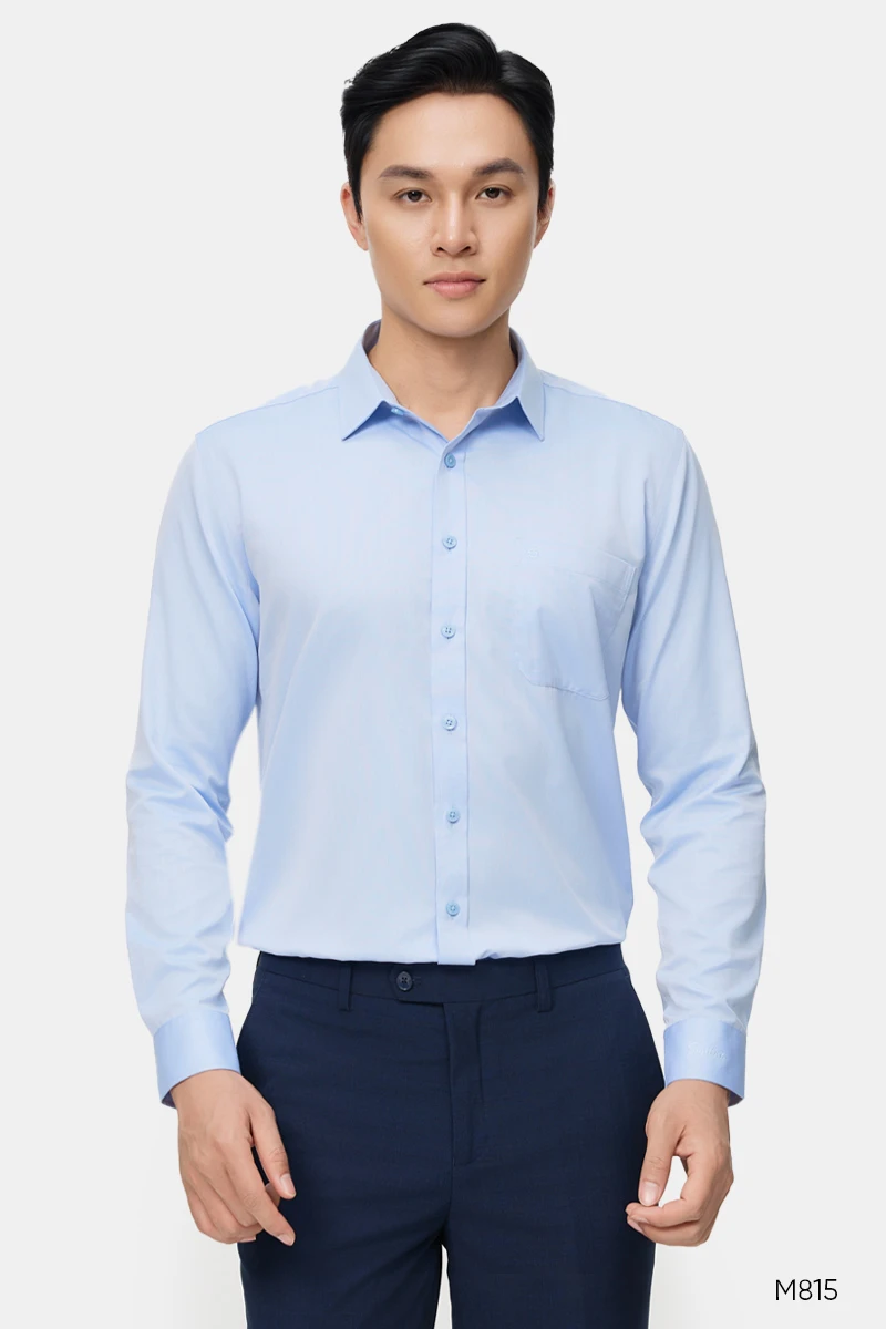 Áo sơ mi nam dài tay cao cấp Santino kẻ blue | M815