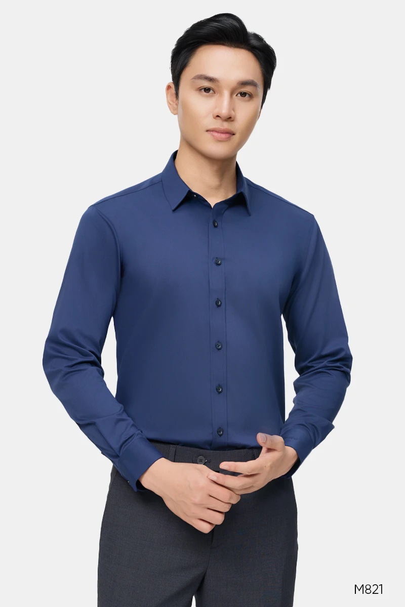 Áo sơ mi nam dài tay cao cấp Santino màu navy | M821