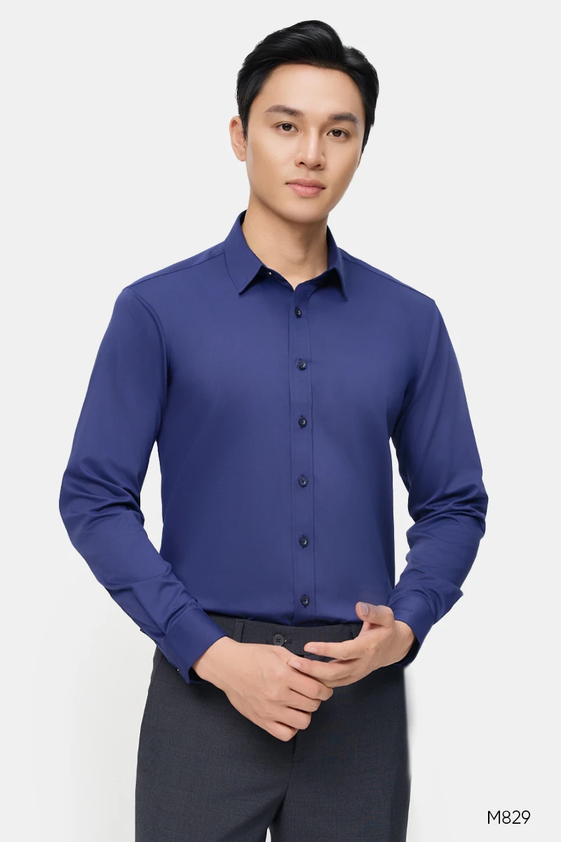 Áo sơ mi nam dài tay cao cấp màu navy | M829