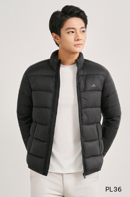 Áo phao siêu nhẹ trần bông cao cấp Santino màu đen | PL36