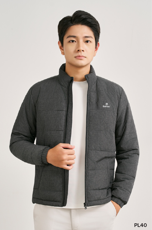 Áo phao siêu nhẹ trần bông cao cấp Santino màu xám xước | PL40