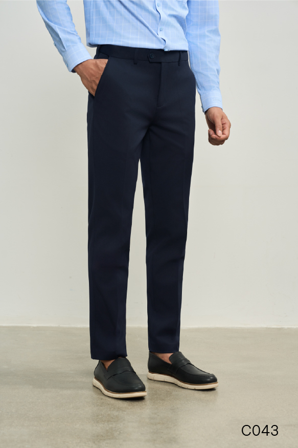 Quần âu dáng trẻ không ly tăng chỉnh cạp cao cấp Santino màu tím than | C043