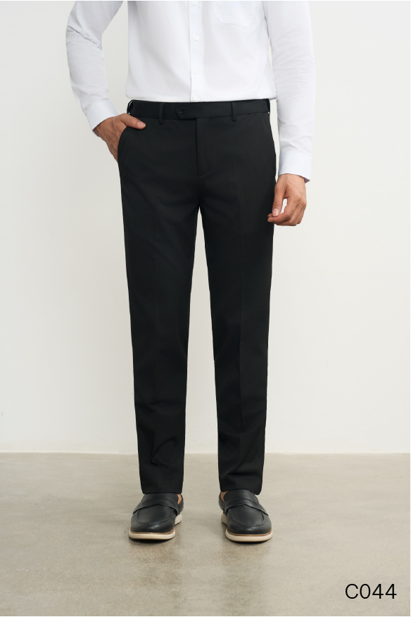 Quần âu dáng trẻ không ly tăng chỉnh cạp cao cấp Santino màu đen | C044