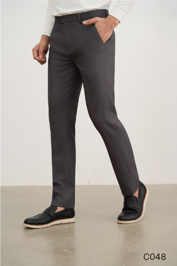Quần âu regular fit không ly cao cấp Santino màu xám | C048