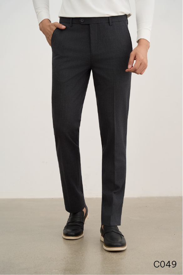 Quần âu regular fit không ly cao cấp Santino màu xám đậm | C049