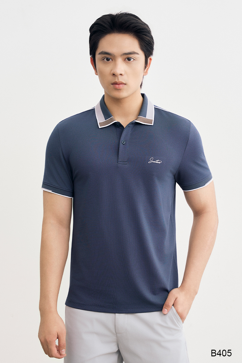 Áo polo nam slim fit cao cấp Santino màu rêu đậm | B405