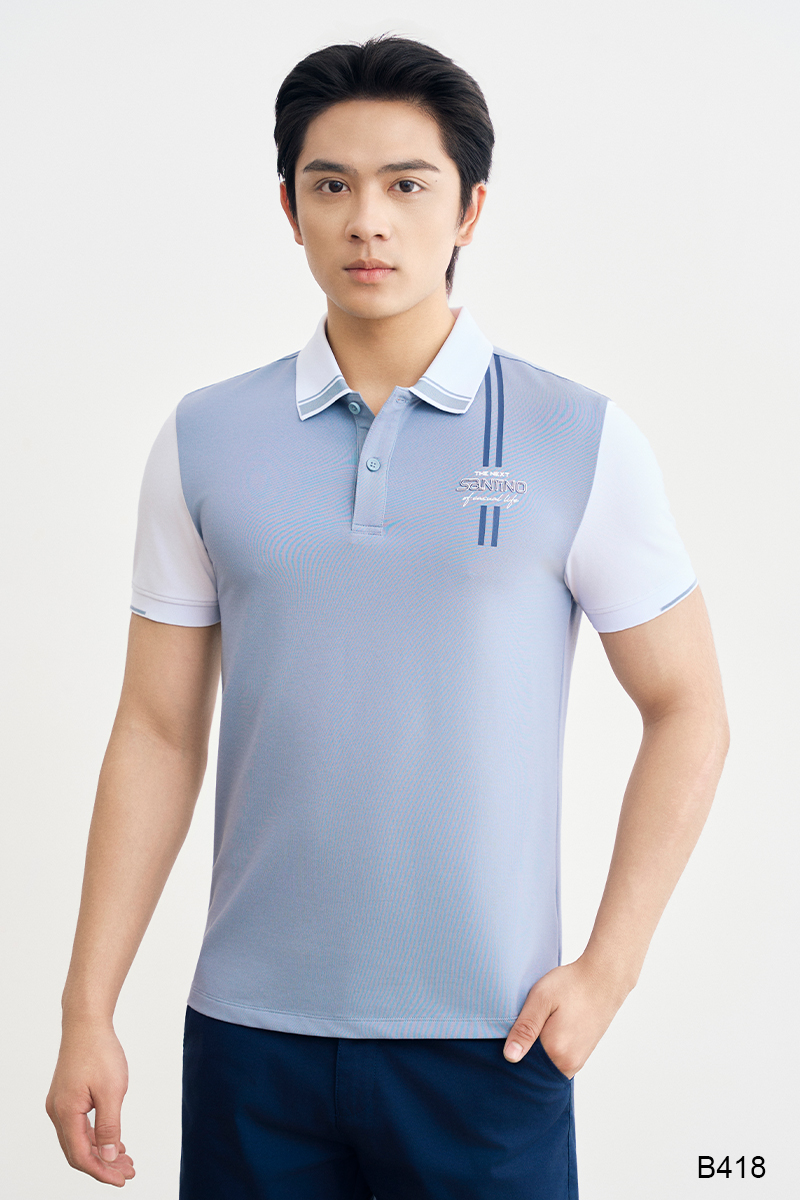 Áo polo nam slim fit cao cấp Santino màu ghi đá | B418