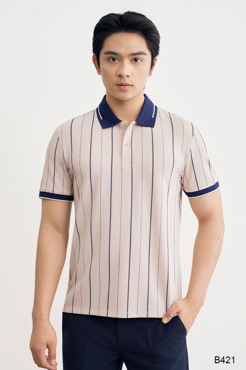 Áo polo nam regular fit cao cấp Santino màu be | B421