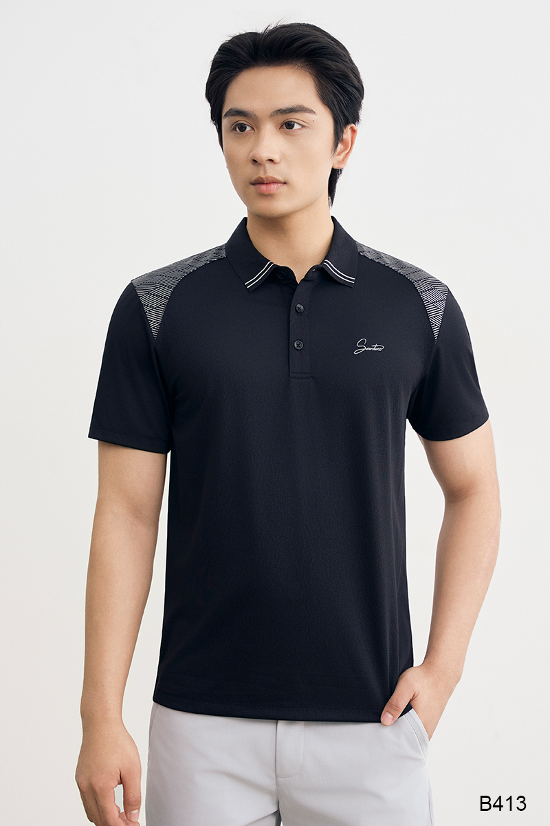 Áo polo nam cao cấp regular fit Santino màu đen | B413