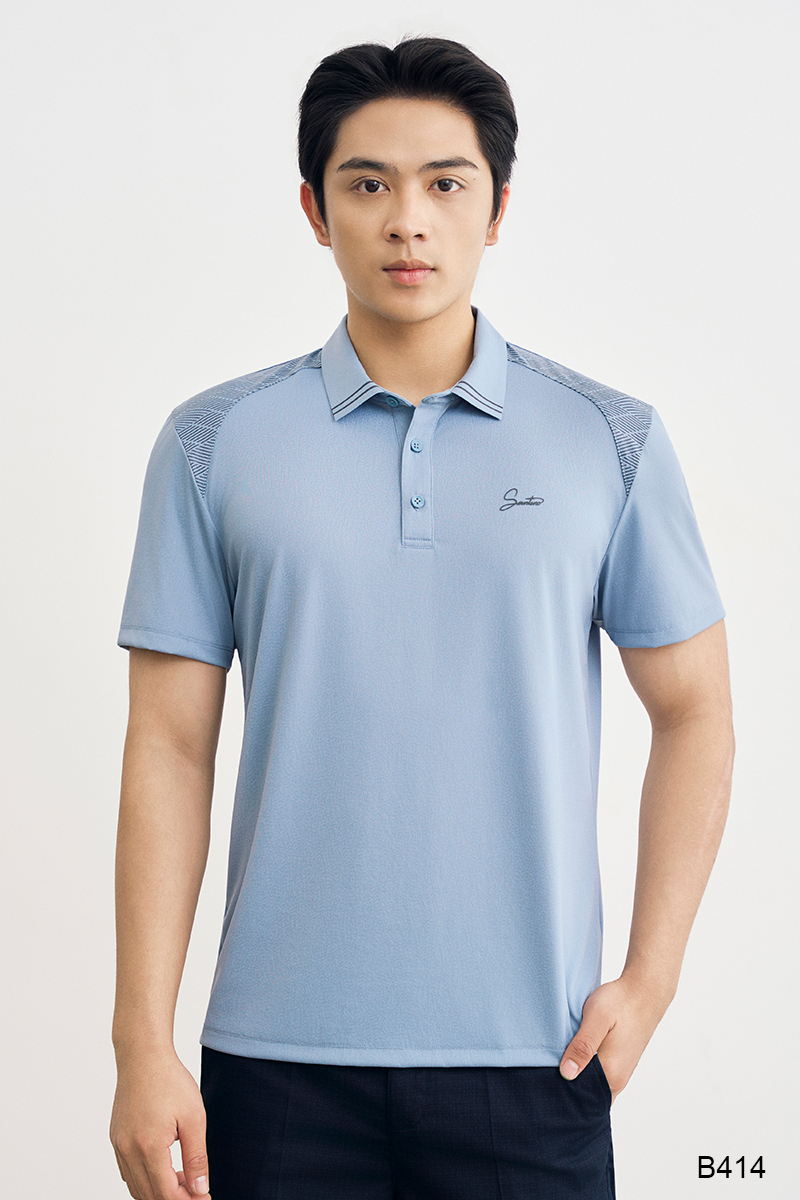 Áo polo nam cao cấp regular fit Santino màu xanh biển | B414