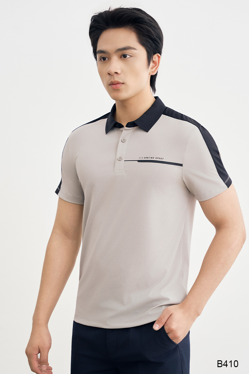 Áo polo nam slim fit cao cấp Santino màu ghi | B410
