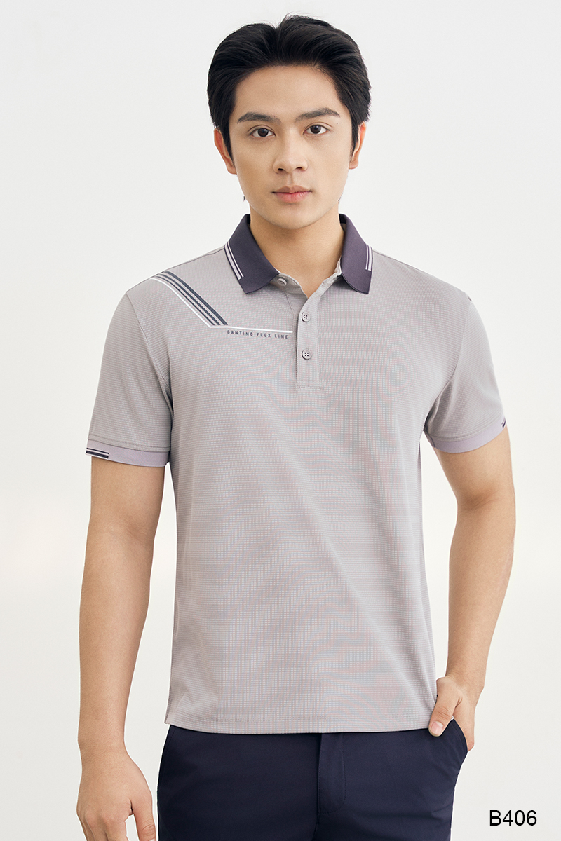 Áo polo nam regular fit cao cấp Santino màu ghi | B406