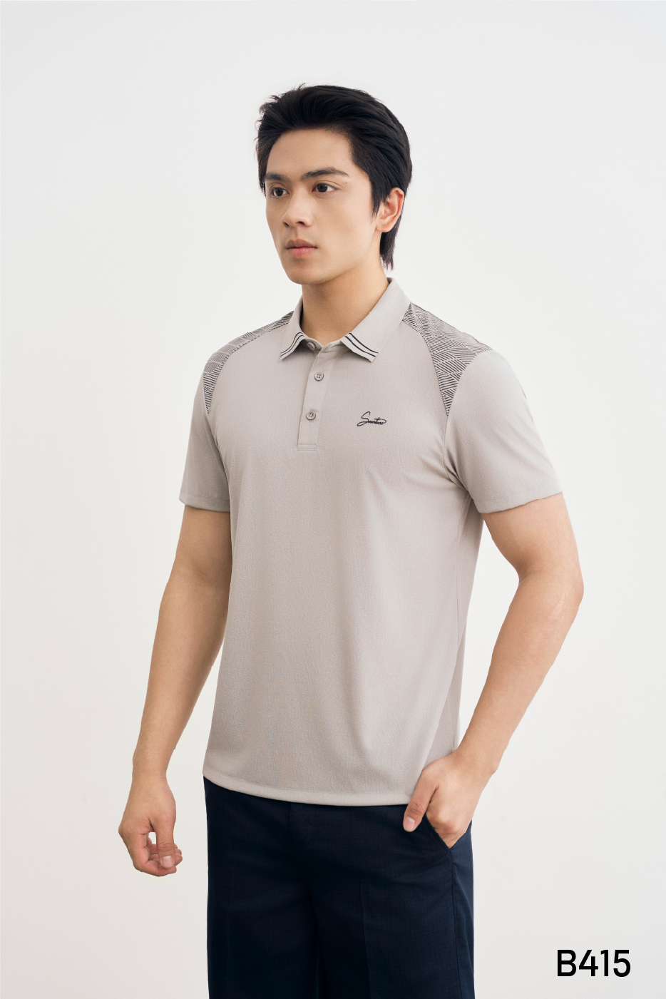 Áo polo nam cao cấp regular fit Santino màu ghi | B415