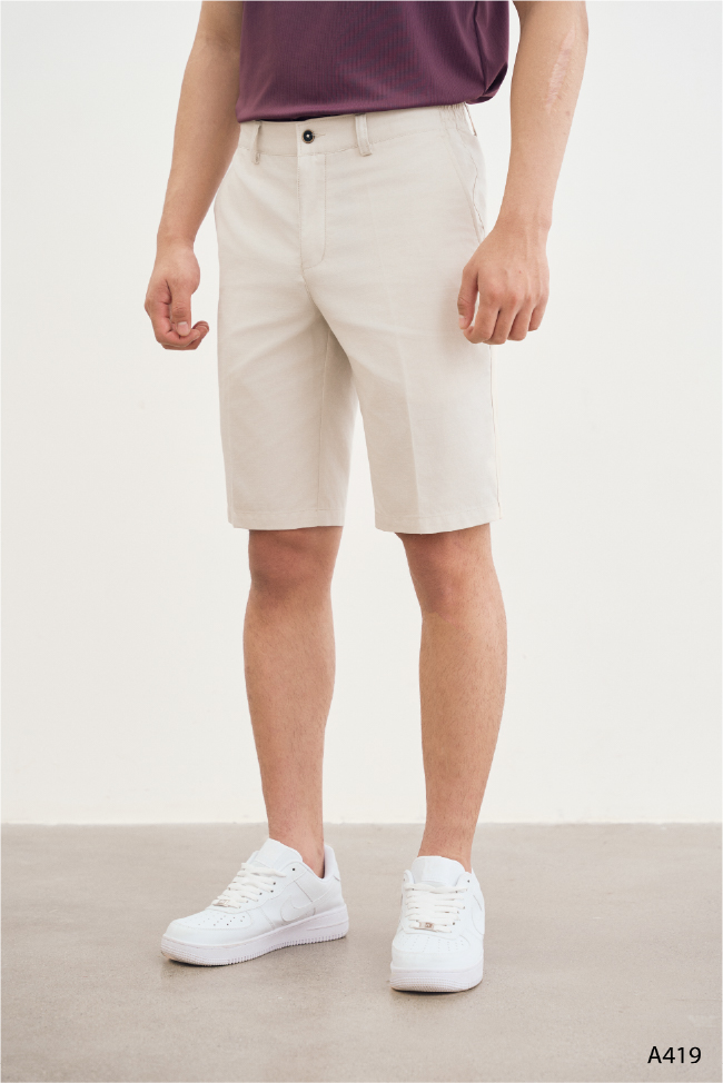 Quần short cotton nam cao cấp Santino màu be | A419