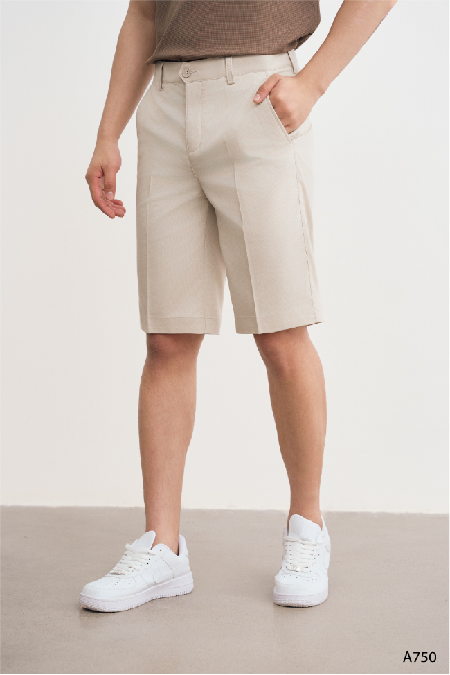 Quần short kaki regular nam cao cấp Santino màu kem | A750