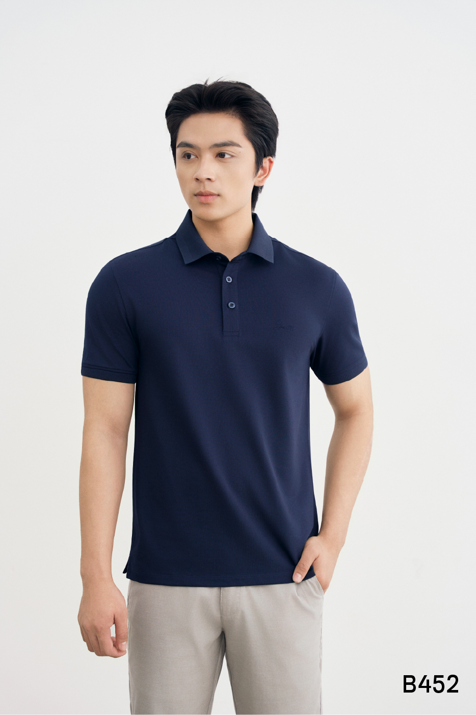 Áo polo cotton nam cao cấp Santino màu xanh navy | B452