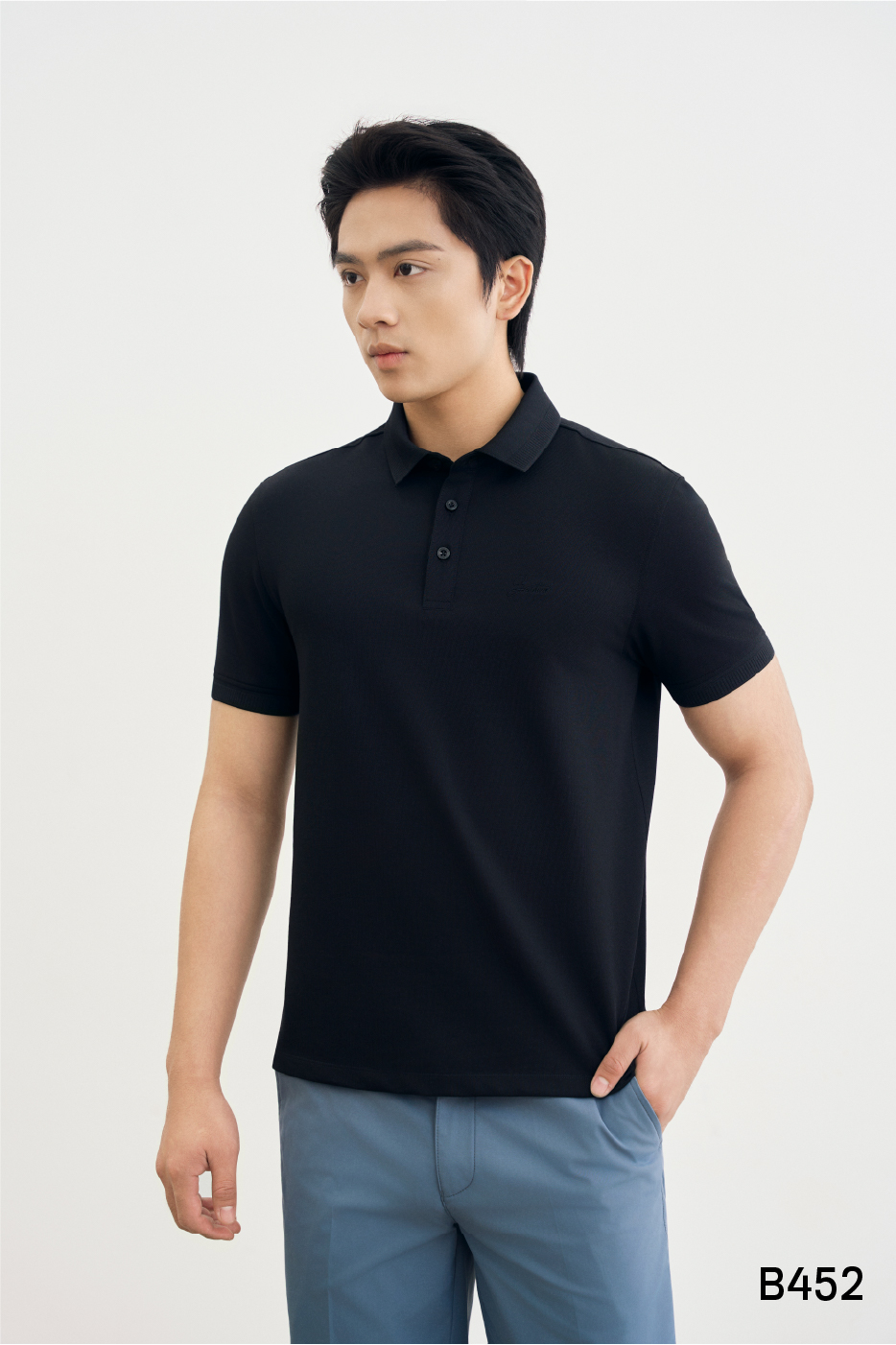 Áo polo cotton nam cao cấp Santino màu xanh đen | B453