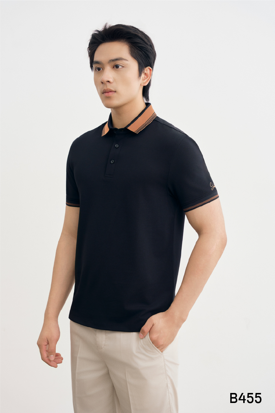 Áo polo cotton nam cao cấp Santino màu đen | B455