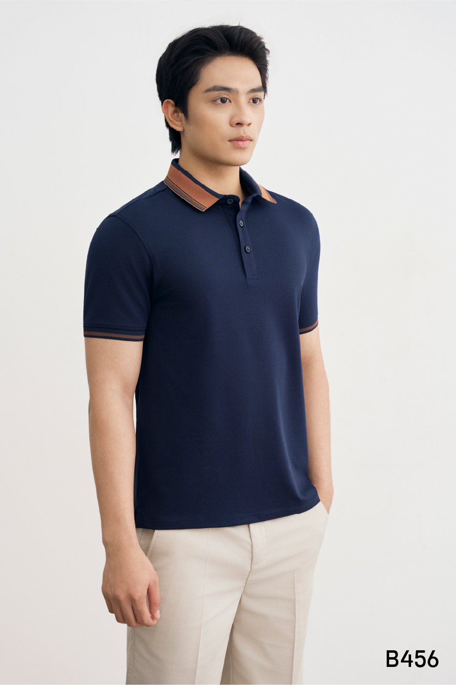 Áo polo cotton nam cao cấp Santino màu xanh navy | B456