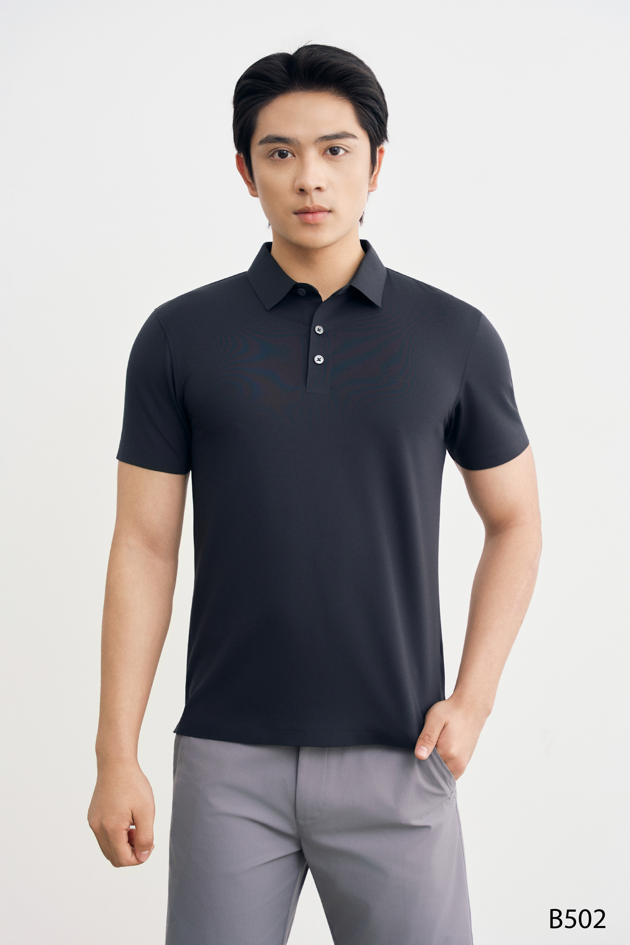 Áo polo nam cổ ép seamless nam cao cấp Santino màu tím than | B502