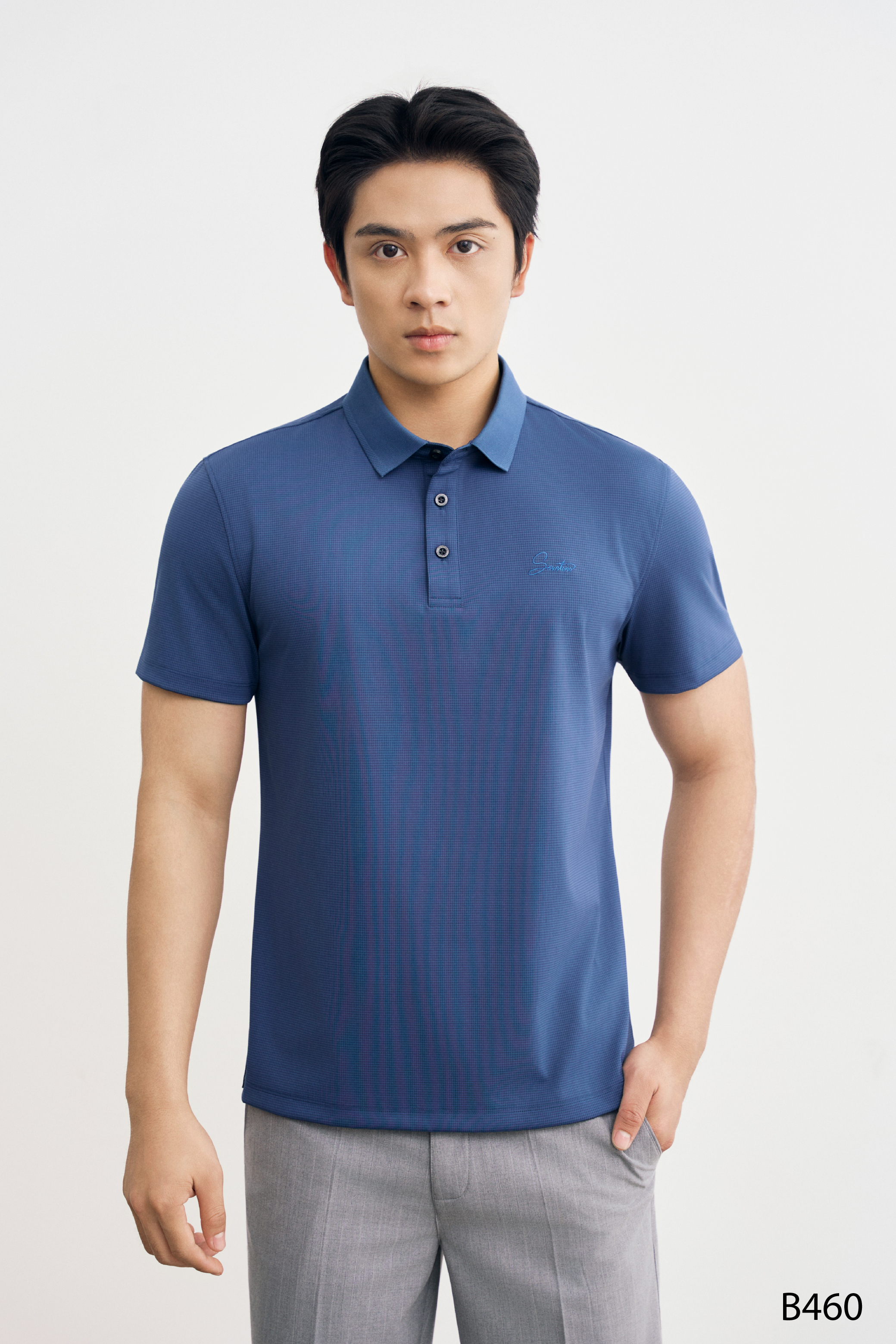 Áo polo nam cao cấp Santino màu kẻ xanh | B460
