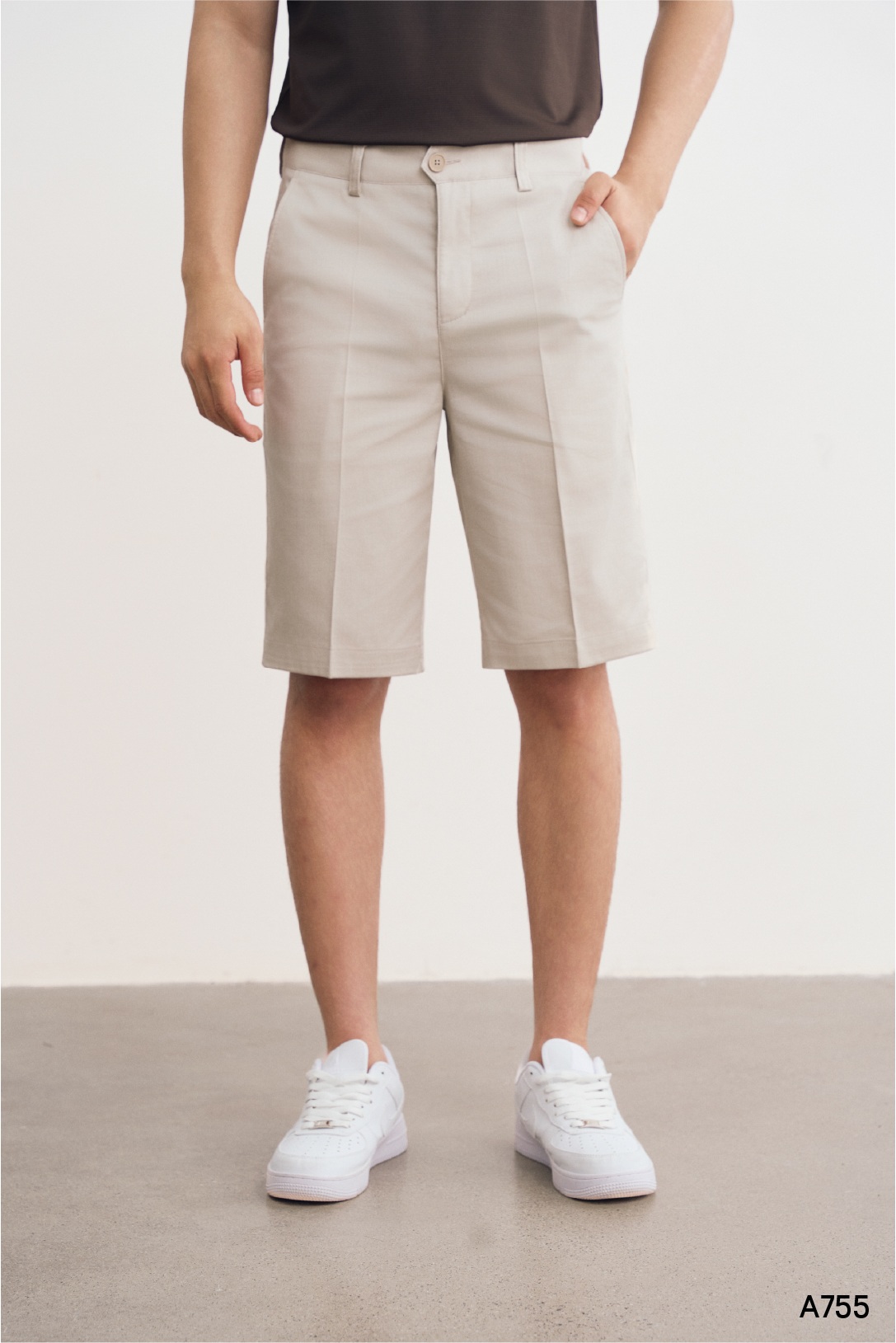 Quần shorts khaki nam cao cấp Santino màu kem | A755