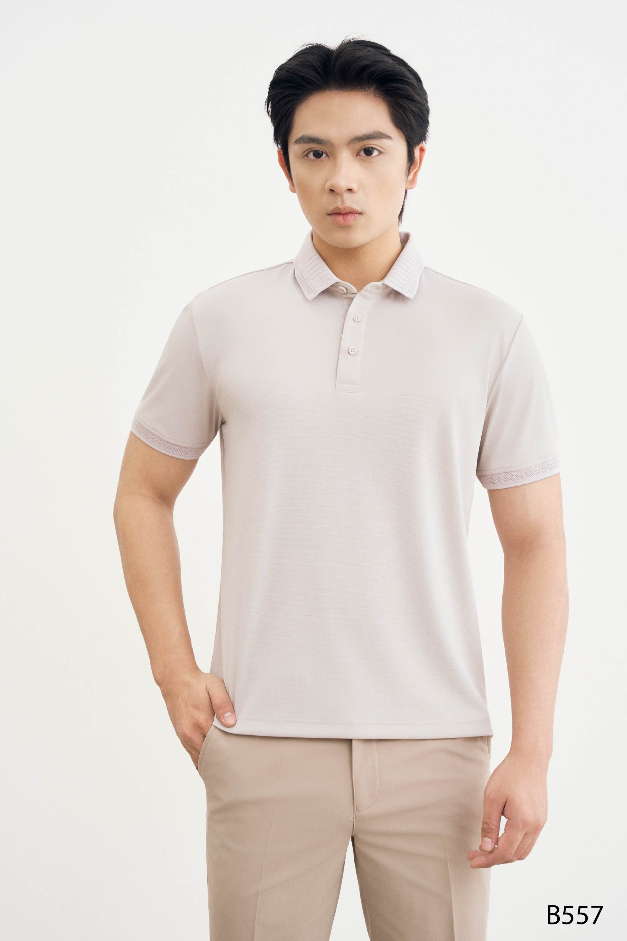 Áo polo nam cao cấp Santino màu be nhạt | B557