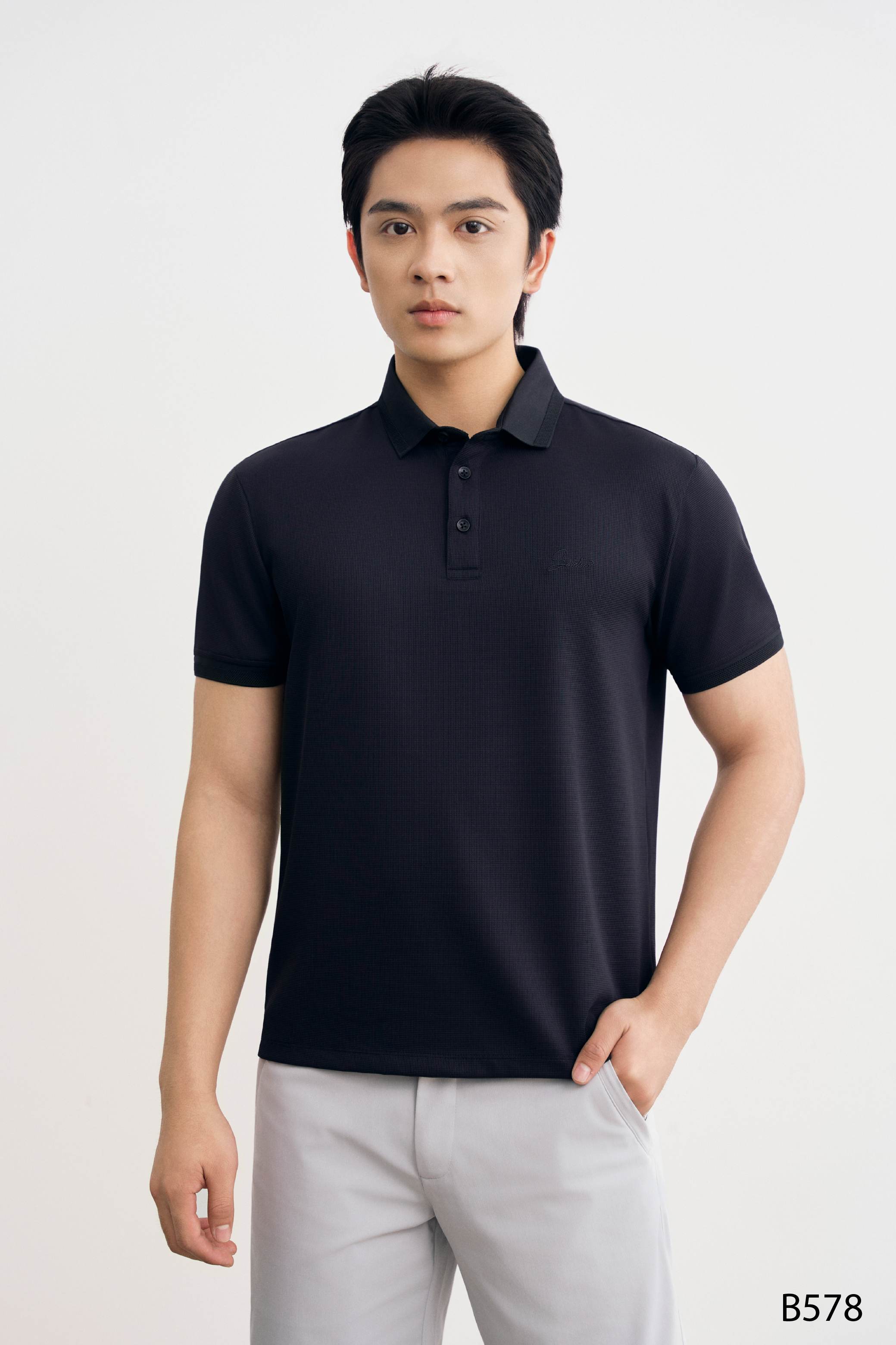 Áo polo nam cao cấp Santino màu đen | B578
