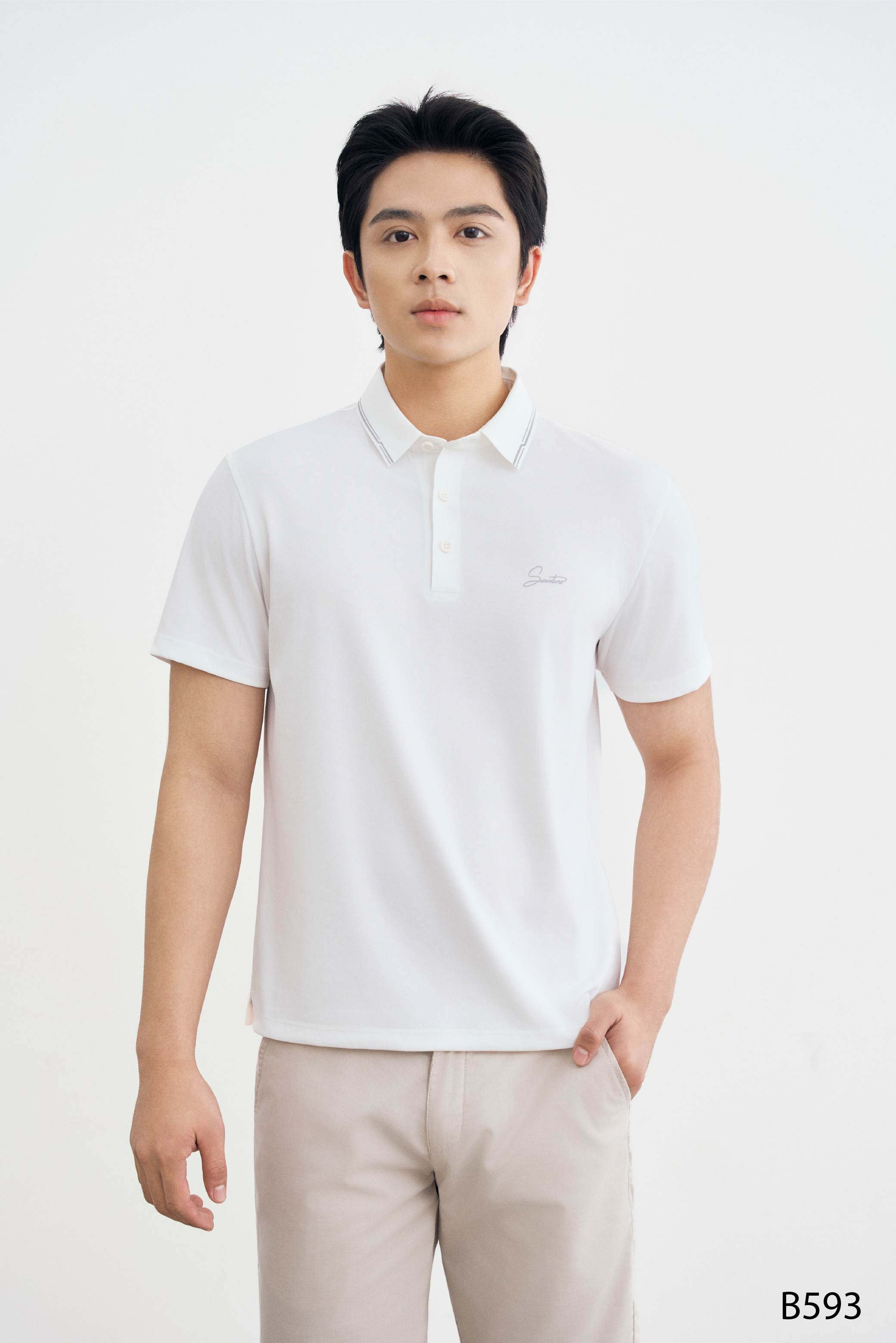 Áo polo nam cao cấp Santino màu trắng | B593